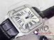 2017 Fake Cartier Santos 100 SS Diamond Bezel White Face Black Leather Strap 51mm or 35mm Watch (4)_th.jpg